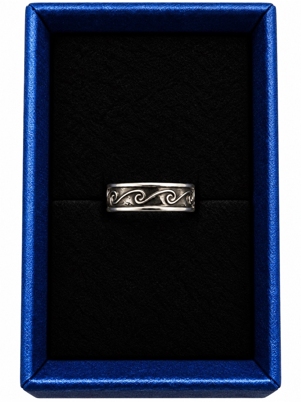 Women’s Stainless Steel Wave Pattern Band Ring - with gift box